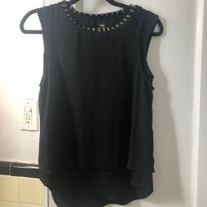 Mossimo sleeveless black flowy top with gold trim